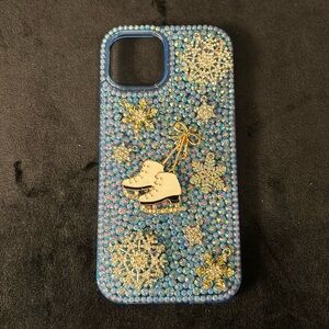 iPhone 15 handmade rhinestone winter phone case
